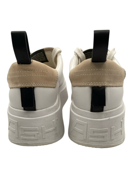 Ash Shoe Size 37 White & Beige Leather Upper Platform Solid Low Top Shoes White & Beige / 37