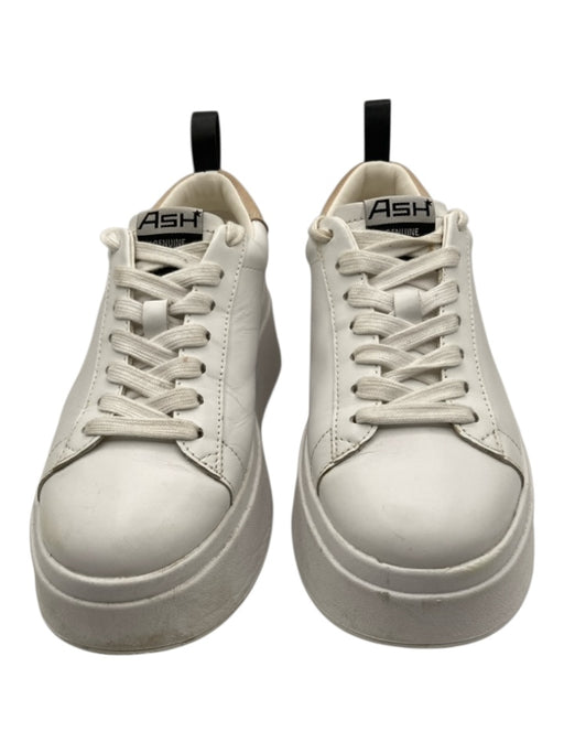 Ash Shoe Size 37 White & Beige Leather Upper Platform Solid Low Top Shoes White & Beige / 37