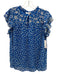 Cupcakes & Cashmere Size M Blue & White Polyester Keyhole Button Front Top Blue & White / M