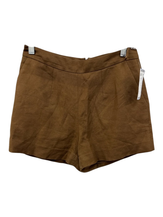 L'agence Size 2 Brown Linen & Tencel Blend Pleats Back Zip High Rise Shorts Brown / 2