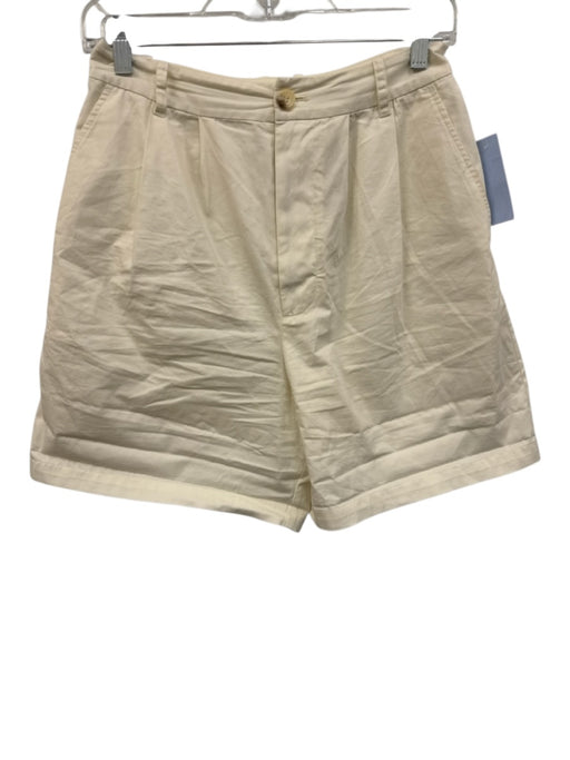 Doen Size 2 White Cotton High Rise Pleats Shorts White / 2