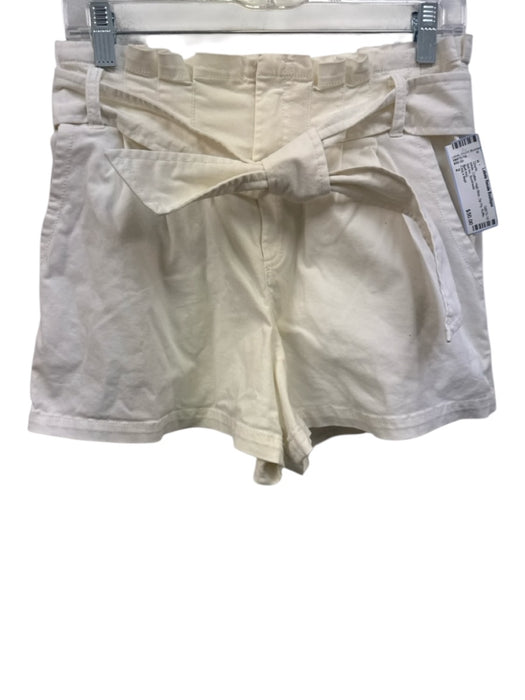 Cinq a Sept Size 2 White Cotton High Rise Zip Fly Ruffle Belt Inc Shorts White / 2