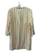 Trovata Size XS White & yellow Linen 3/4 Sleeve Striped Split Neck Pockets Dress White & yellow / XS