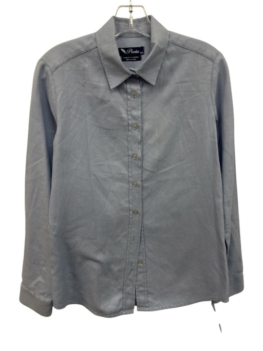 Poeta Size XS Blue & White Cotton Long Sleeve Button Up Collar Top Blue & White / XS