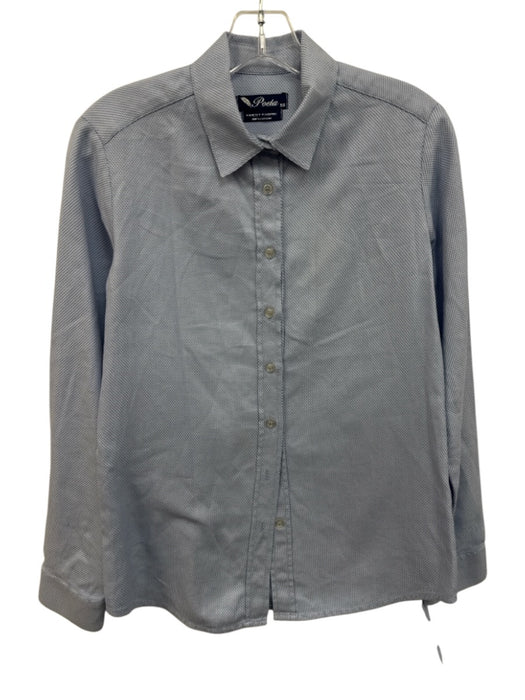 Poeta Size XS Blue & White Cotton Long Sleeve Button Up Collar Top Blue & White / XS