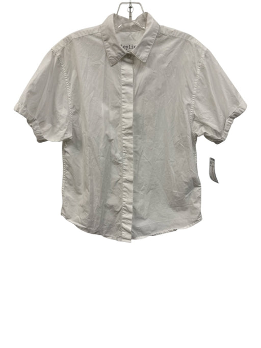 Leylie Size S White Cotton Long Sleeve Button Up Collar Top White / S