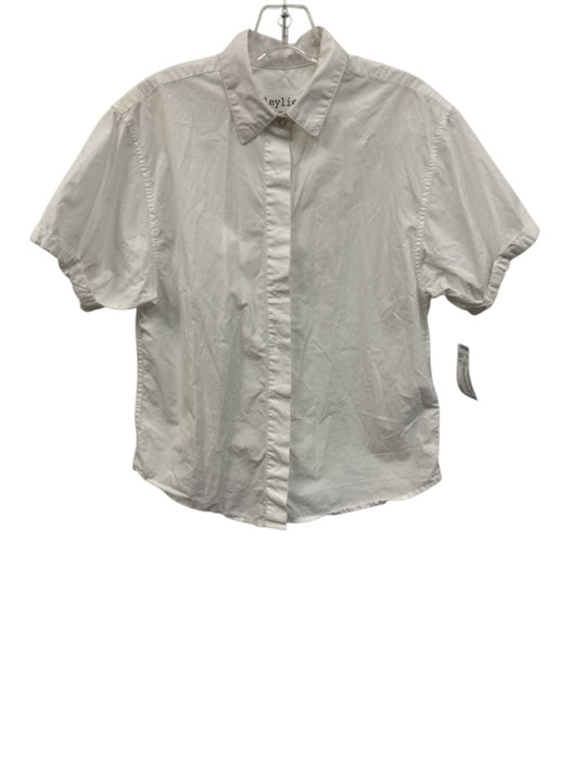 Leylie Size S White Cotton Long Sleeve Button Up Collar Top White / S