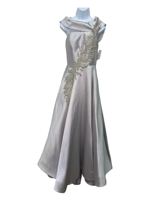 Terani Couture Size 6 Silver Gray Polyester Off Shoulder Gown Silver Gray / 6