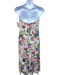 Reformation Size 12 Cream, Pink & Green Viscose Floral Strapless Back Zip Dress Cream, Pink & Green / 12