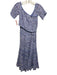 Poupette St. Barth Size L White, Blue & Red Viscose Floral Smocked Bodice Dress White, Blue & Red / L