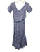 Poupette St. Barth Size L White, Blue & Red Viscose Floral Smocked Bodice Dress White, Blue & Red / L