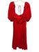 ML Monique Lhuillier Size 12 Red Polyester Short Puff Sleeve Pleat Detail Dress Red / 12