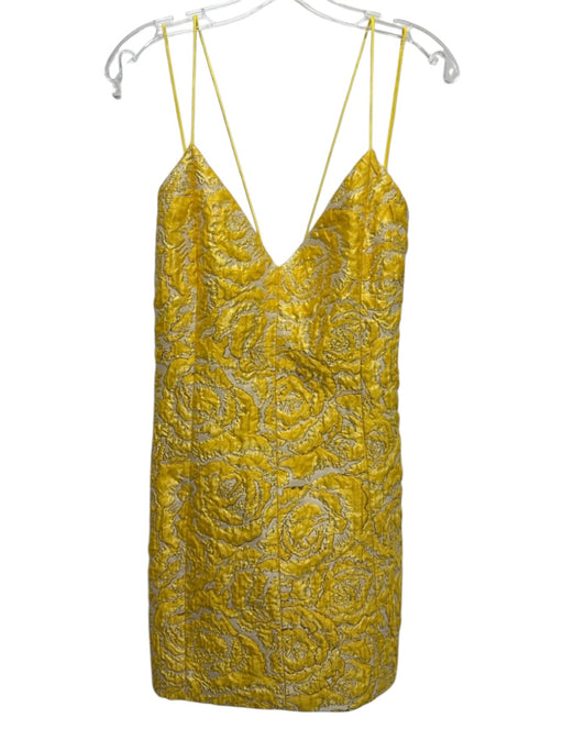 Alice + Olivia Size 14 Yellow & Cream Polyester Spaghetti Strap Dress Yellow & Cream / 14