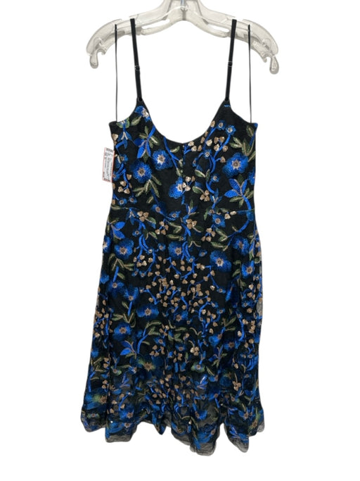 Dress the Population Size XL Black, Blue & Gold Nylon Spaghetti Strap Dress Black, Blue & Gold / XL