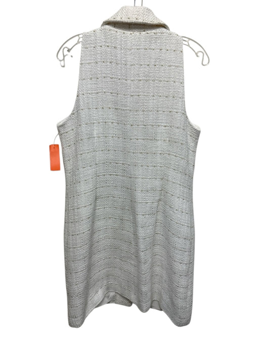 Hutch Size 14 White & Gold Polyester Blend Metallic Thread Tweed Dress White & Gold / 14