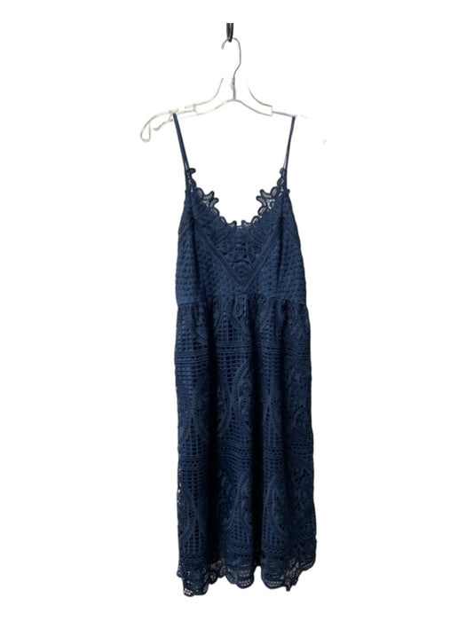 Hidden Label Size L Navy Polyester Spaghetti Strap V Neck Back Zip Dress Navy / L