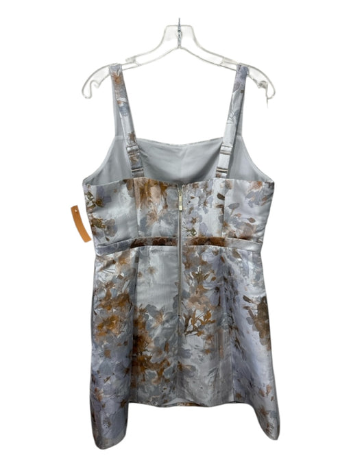 Ted Baker Size 4 Silver & Gold Polyester Metallic Thread Jaquard Back Zip Dress Silver & Gold / 4