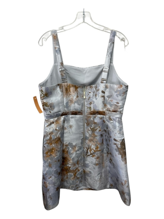 Ted Baker Size 4 Silver & Gold Polyester Metallic Thread Jaquard Back Zip Dress Silver & Gold / 4