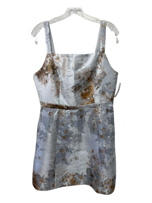 Ted Baker Size 4 Silver & Gold Polyester Metallic Thread Jaquard Back Zip Dress Silver & Gold / 4
