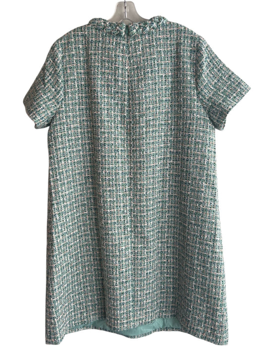 Tuckernuck Size XXL Mint Green & Blue Polyester Tweed Braid Detailing Dress Mint Green & Blue / XXL