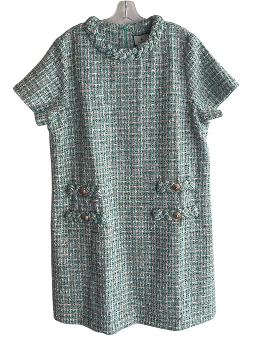 Tuckernuck Size XXL Mint Green & Blue Polyester Tweed Braid Detailing Dress Mint Green & Blue / XXL