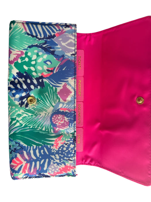 Lilly Pulitzer Aqua & Multi Nylon Tropical Print Snap Button Wallets Aqua & Multi