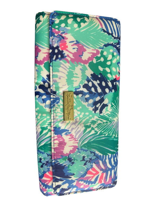 Lilly Pulitzer Aqua & Multi Nylon Tropical Print Snap Button Wallets Aqua & Multi