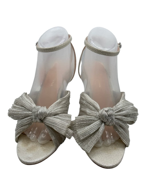 Loeffler Randall Shoe Size 10 White Silver textile upper Metallic Thread Sandals White Silver / 10