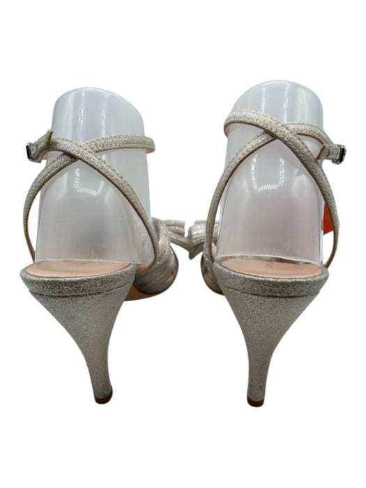 Loeffler Randall Shoe Size 10 White Silver textile upper Metallic Thread Sandals White Silver / 10