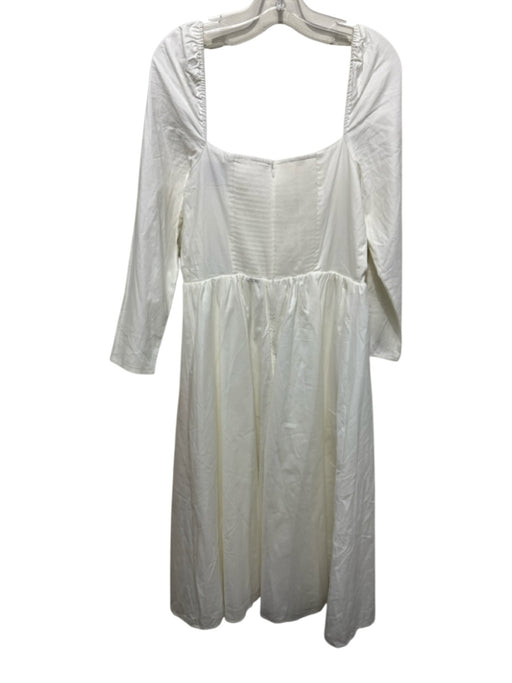 Reformation Size 12 White Cotton Blend Square Neck Long Sleeve Petticoat Dress White / 12