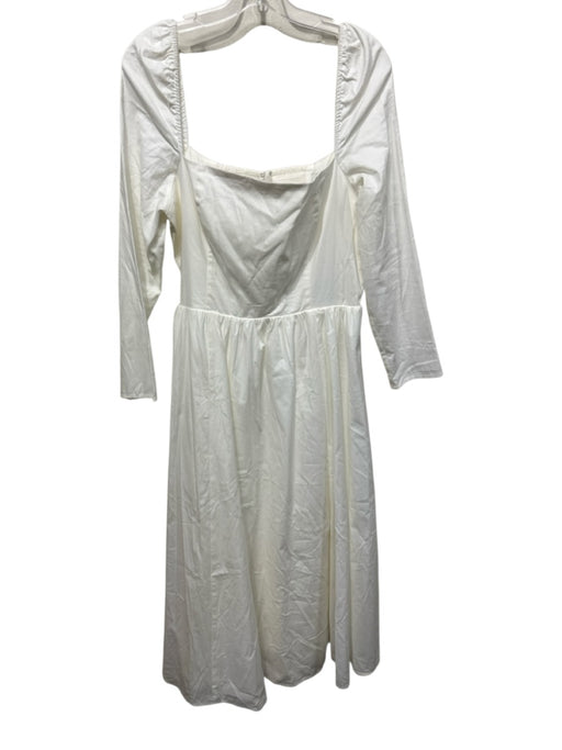 Reformation Size 12 White Cotton Blend Square Neck Long Sleeve Petticoat Dress White / 12