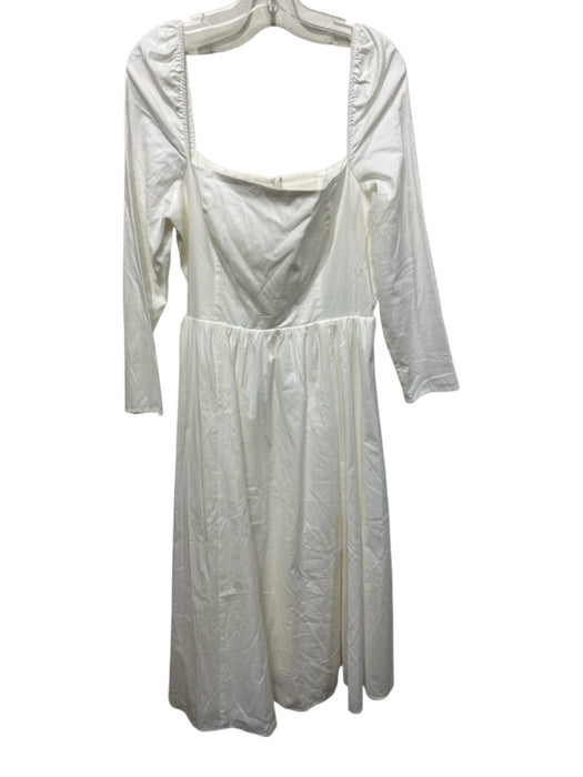 Reformation Size 12 White Cotton Blend Square Neck Long Sleeve Petticoat Dress White / 12