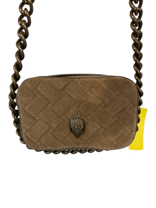 Kurt Geiger Brown Suede & Leather Quilted Chain Strap Crossbody Bag Brown / S