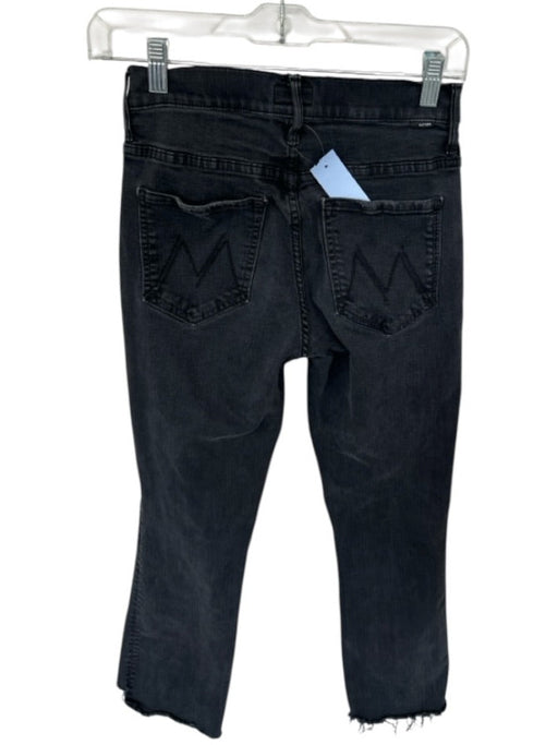 Mother Size 26 Black Cotton Blend Raw Hem Pockets Zip Fly Straight Leg Jeans Black / 26