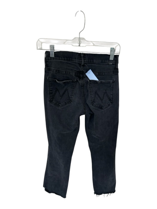 Mother Size 26 Black Cotton Blend Raw Hem Pockets Zip Fly Straight Leg Jeans Black / 26