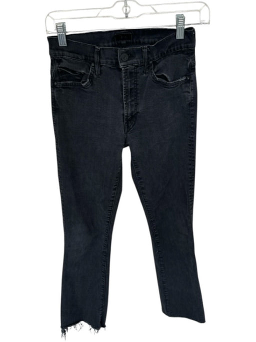 Mother Size 26 Black Cotton Blend Raw Hem Pockets Zip Fly Straight Leg Jeans Black / 26