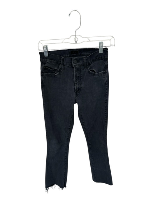 Mother Size 26 Black Cotton Blend Raw Hem Pockets Zip Fly Straight Leg Jeans Black / 26