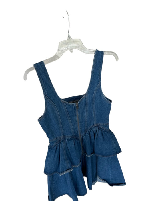 Vici Size M Dark Wash Cotton Blend Denim Flower Detail Sleeveless Mini Dress Dark Wash / M
