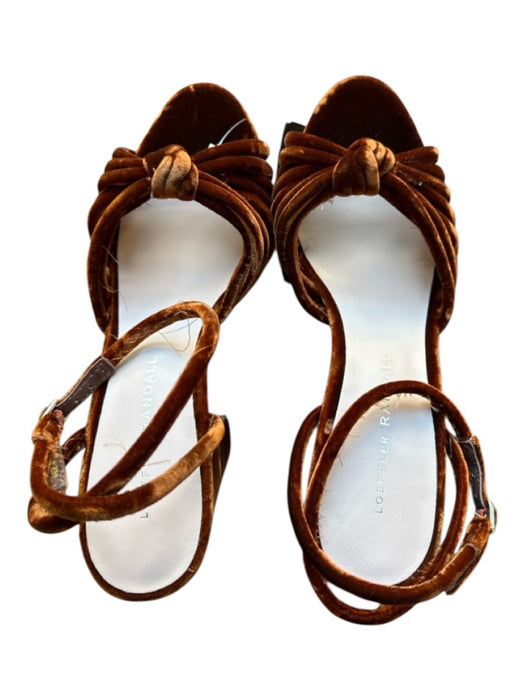 Loeffler Randall Shoe Size 6.5 Burnt Brown Velvet Platform Ankle Strap Heels Burnt Brown / 6.5