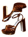 Loeffler Randall Shoe Size 6.5 Burnt Brown Velvet Platform Ankle Strap Heels Burnt Brown / 6.5
