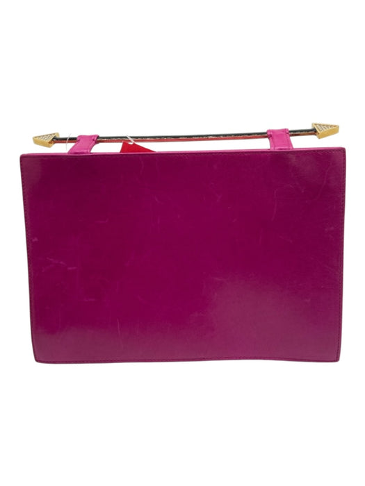 Valentino Night Magenta Pink Leather Snap Closure Inner Pocket Arrow Clutch Bag Magenta Pink / XS