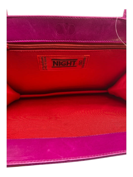 Valentino Night Magenta Pink Leather Snap Closure Inner Pocket Arrow Clutch Bag Magenta Pink / XS