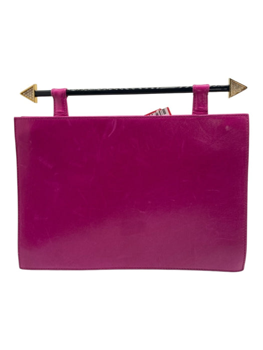 Valentino Night Magenta Pink Leather Snap Closure Inner Pocket Arrow Clutch Bag Magenta Pink / XS