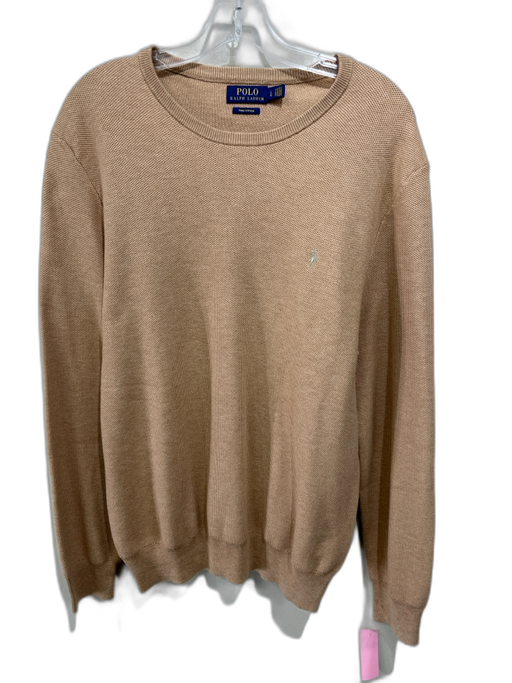 Polo Size L Brown Pima Cotton Solid Crewneck Men's Sweater Brown / L