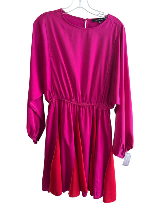 Strut & Bolt Size Small Pink & Red Polyester Round Neck Long Wide Sleeve Dress Pink & Red / Small