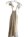 Glam Size Medium Ivory Polyester Lined Tie at shoulder Fringe Sleeveless Dress Ivory / Medium