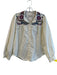 Roller Rabbit Size M Off White 100% Cotton Long Sleeve Embroidery Collar Top Off White / M