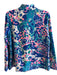 Lilly Pulitzer Size L Blue & Multi Cotton Standing Collar Long Sleeve Top Blue & Multi / L