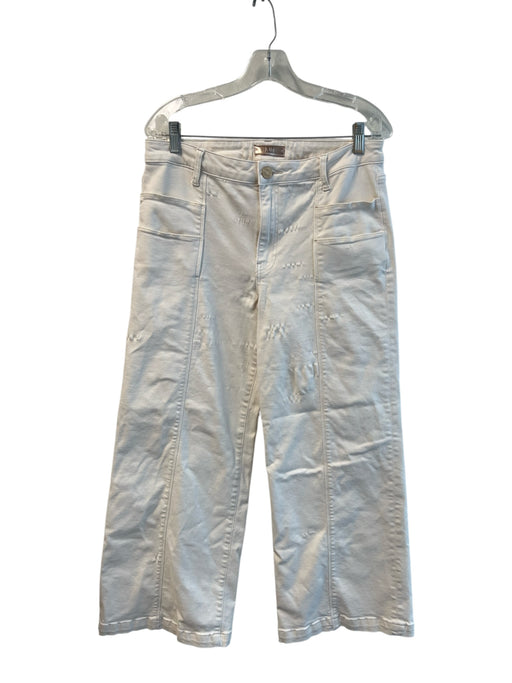 Kut From The Kloth Size 10 White Cotton Wide Leg seam detail High Rise Jeans White / 10