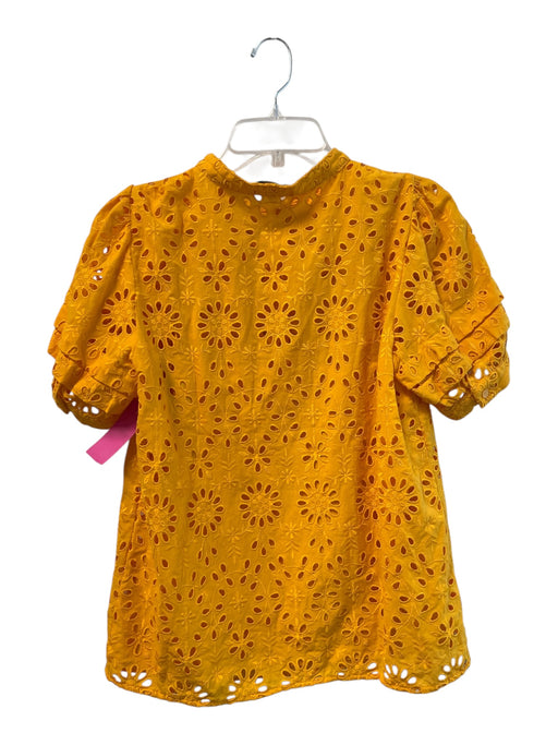 J. Crew Size M Orange Polyester Eyelet Short Sleeve V Neck Cami Inc. Top Orange / M